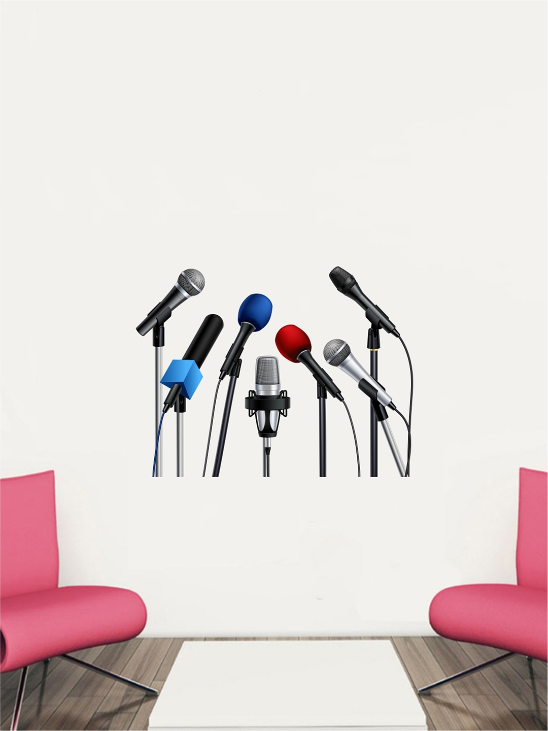 rawpockets Multicolour PVC Meet MicroPhones Wall Sticker 45x60 cm