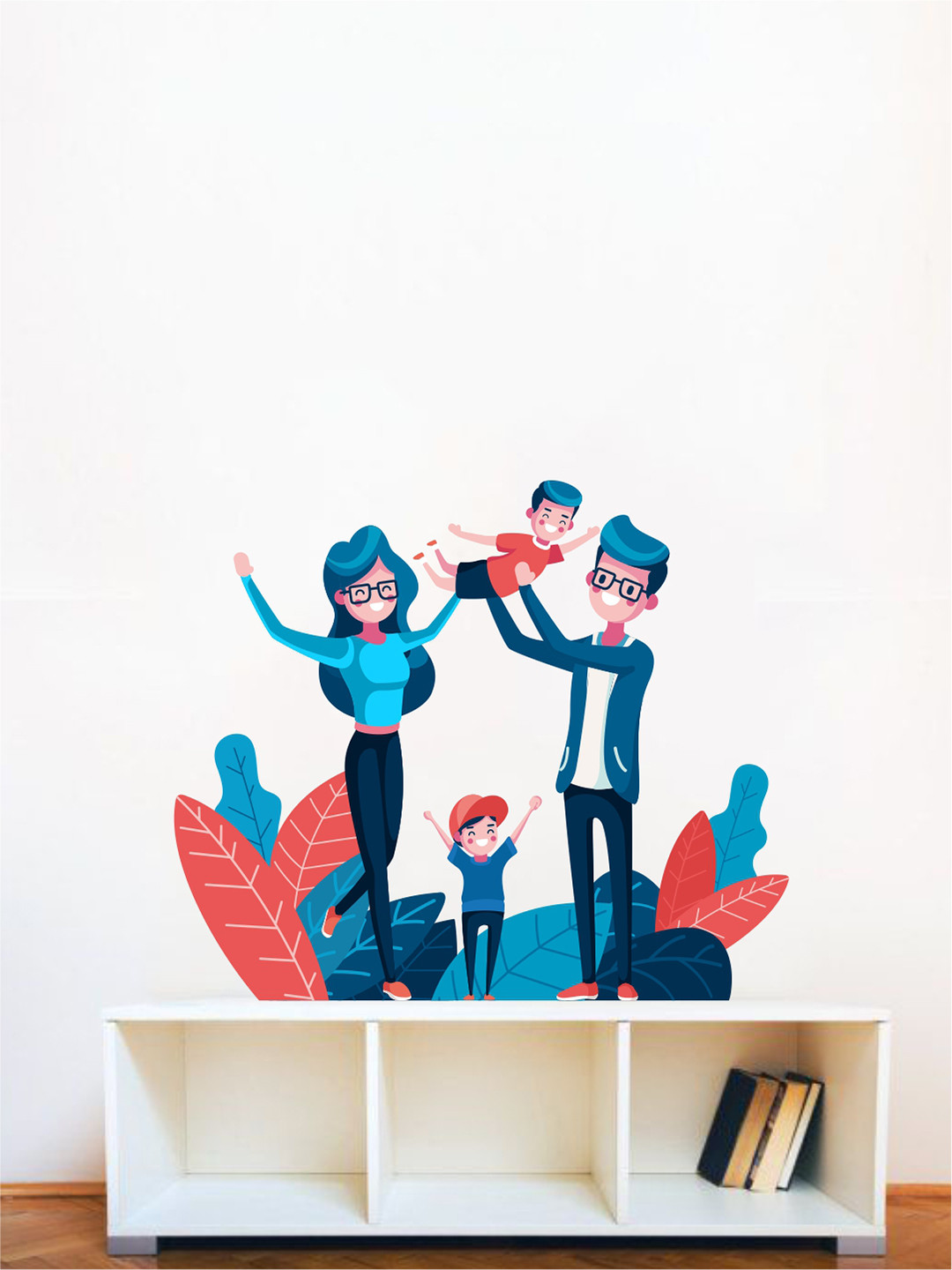 rawpockets Blue& Red Kids Playing PVC Vinyl Wall Sticker