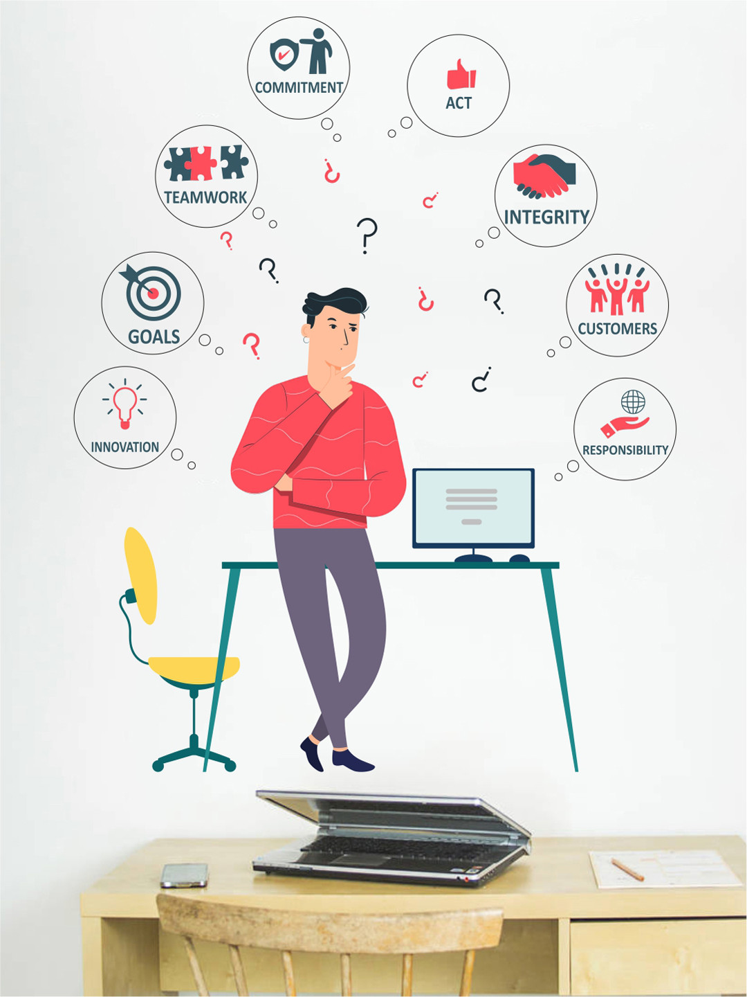 rawpockets Red & Grey Business Ideas PVC Vinyl Wall Stickers