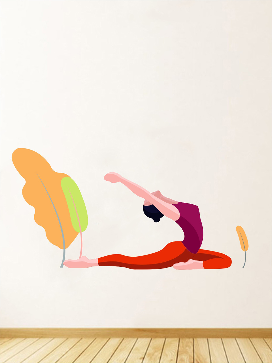 rawpockets Multicolored Peaceful Yoga Girl Wall Stickers
