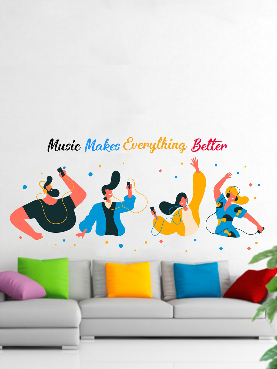 rawpockets Multicoloured Music Quotes Wall Stickers