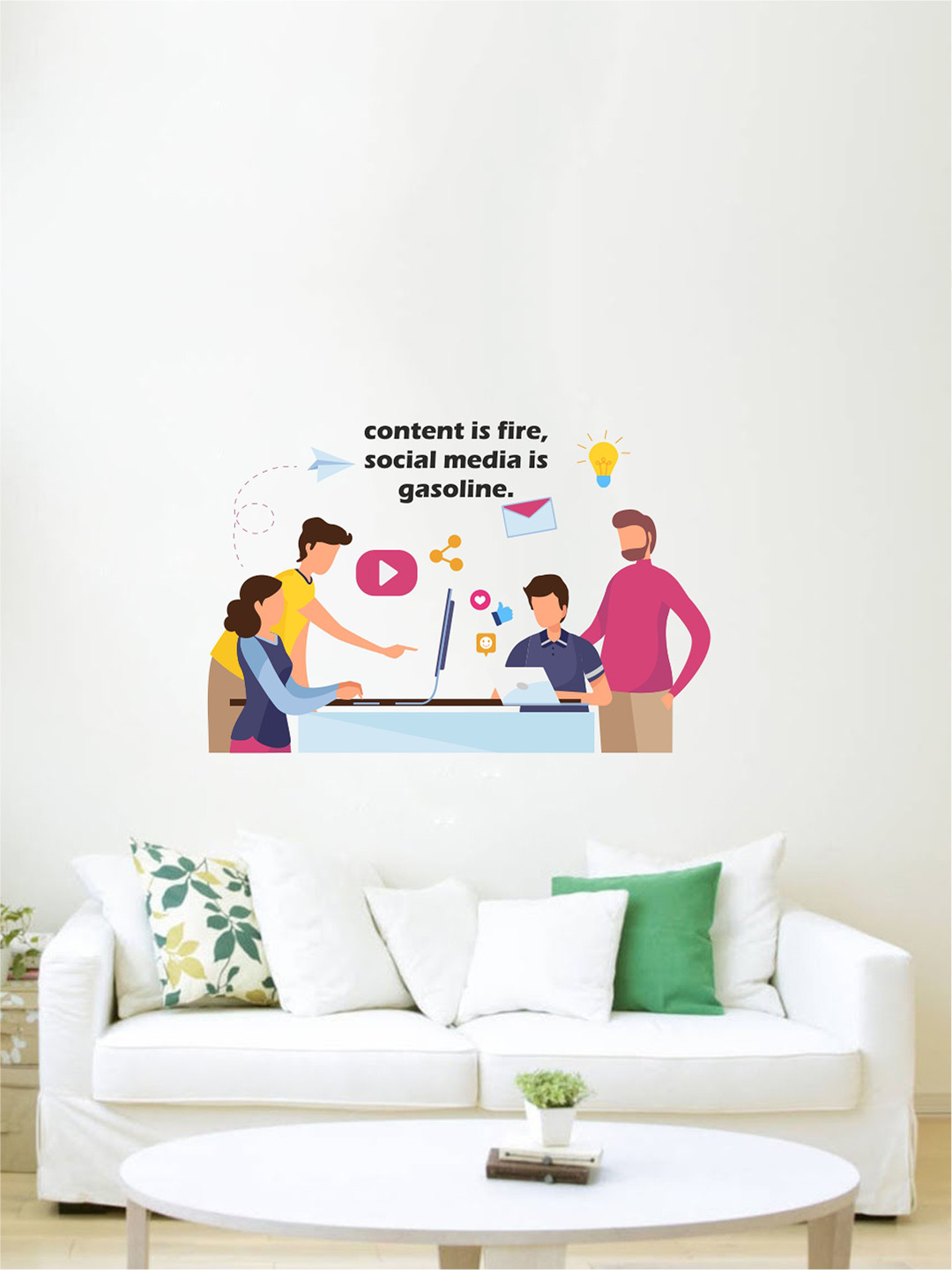 rawpockets Multicolored Content is Fire,Social Media is Gasoline Wall Stickers