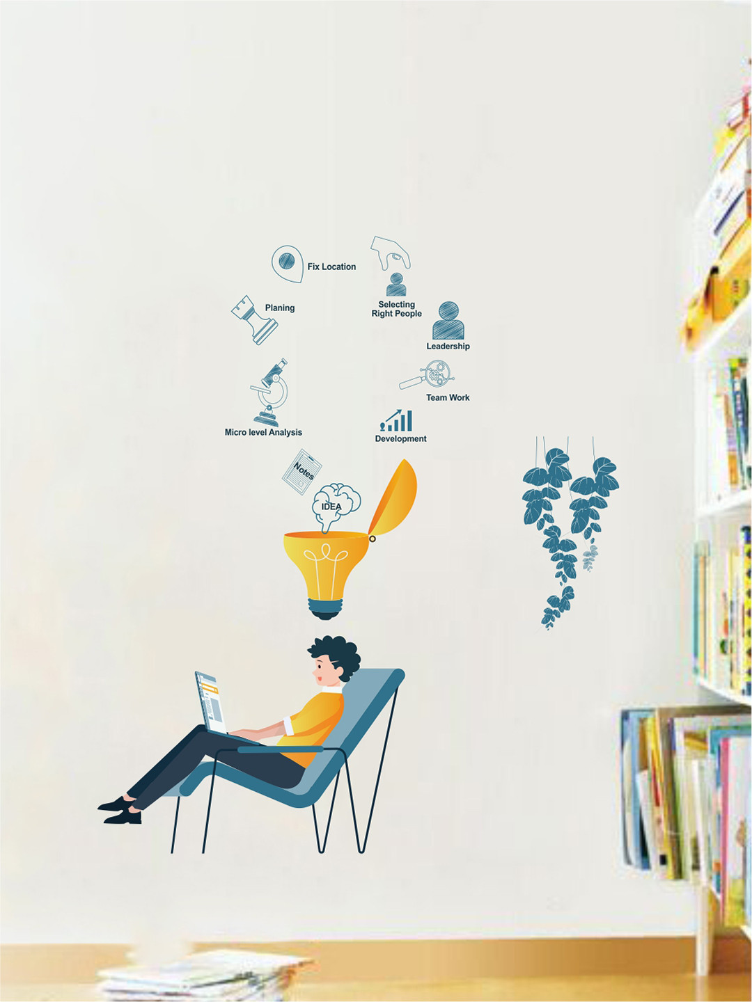 rawpockets Blue& Yellow Business Developement Ideas Wall Stickers