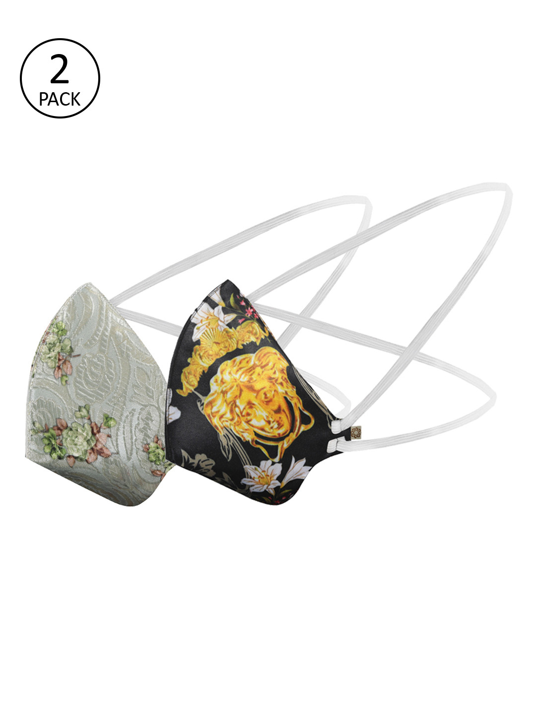 VASTRAMAY Unisex Pack Of 2 Pcs Black & Sea Green Reusable 3-Ply Protective Outdoor Masks