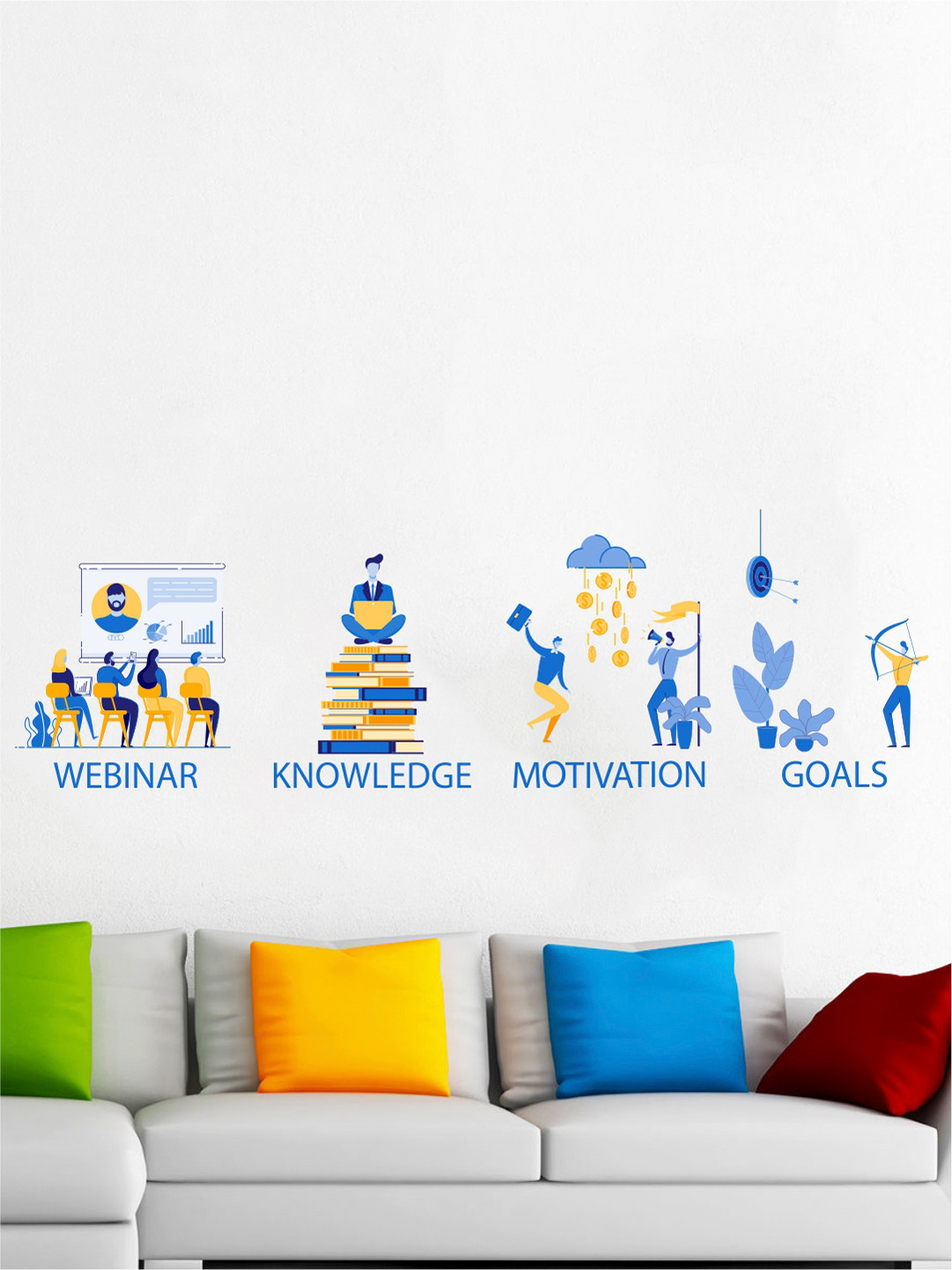 rawpockets Blue & Yellow Business Ideas PVC Vinyl Wall Sticker