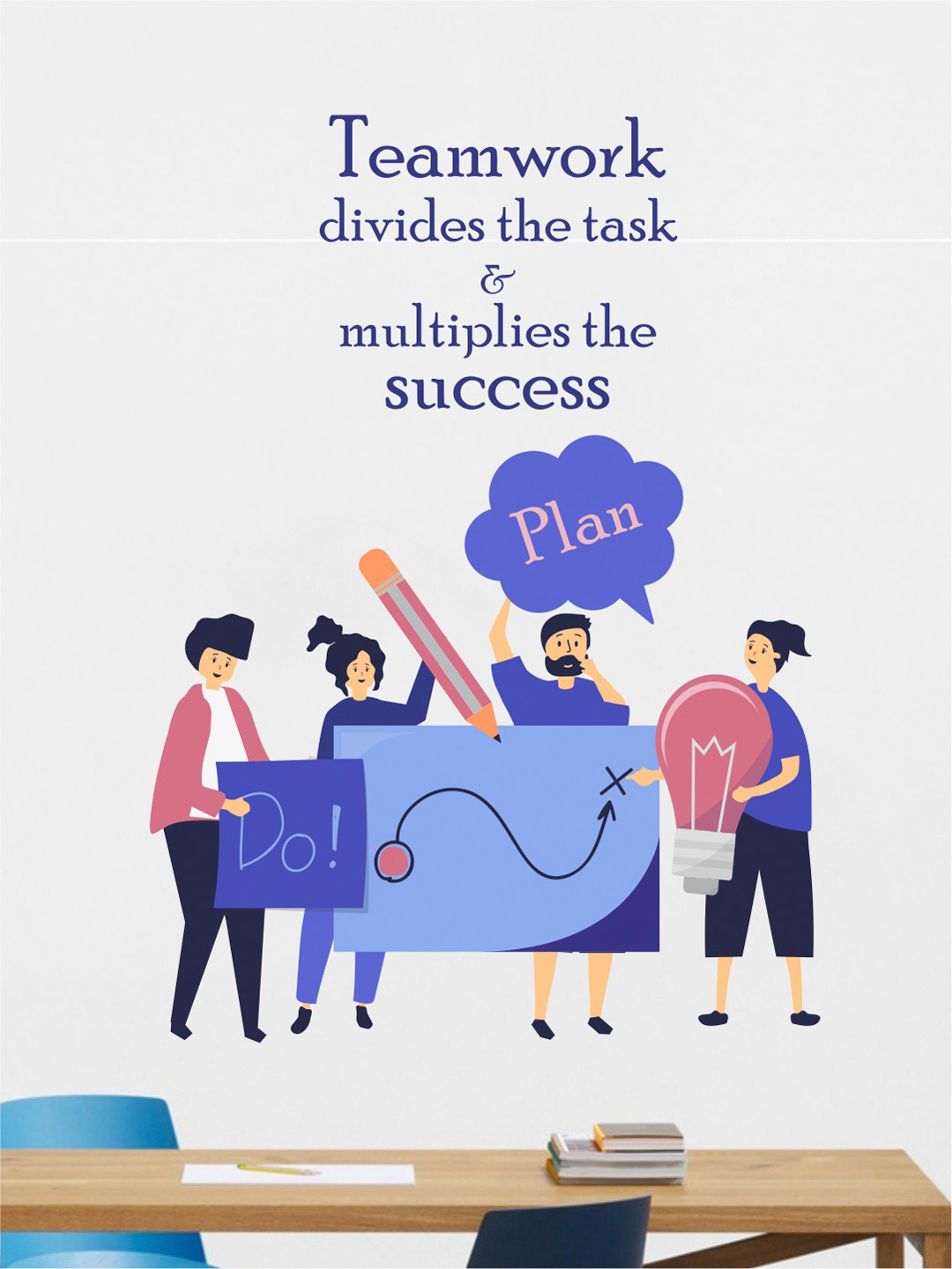 rawpockets Multicolour Teamwork Plans Wall Stickers