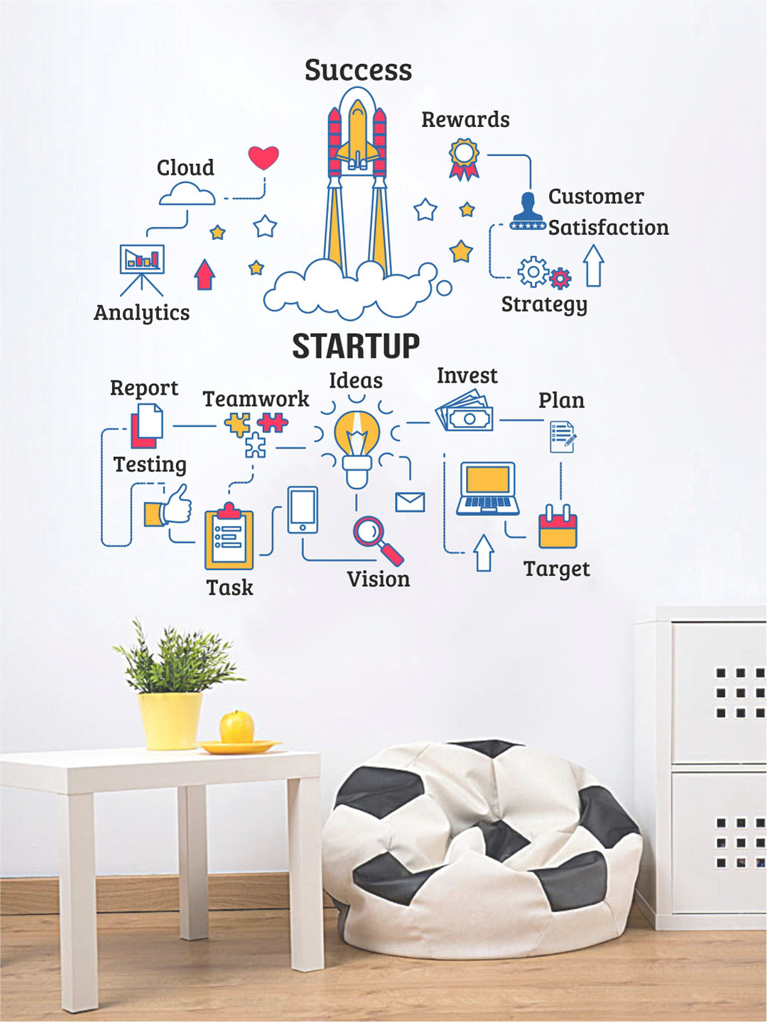 rawpockets Multicolour Success Startup Wall Sticker