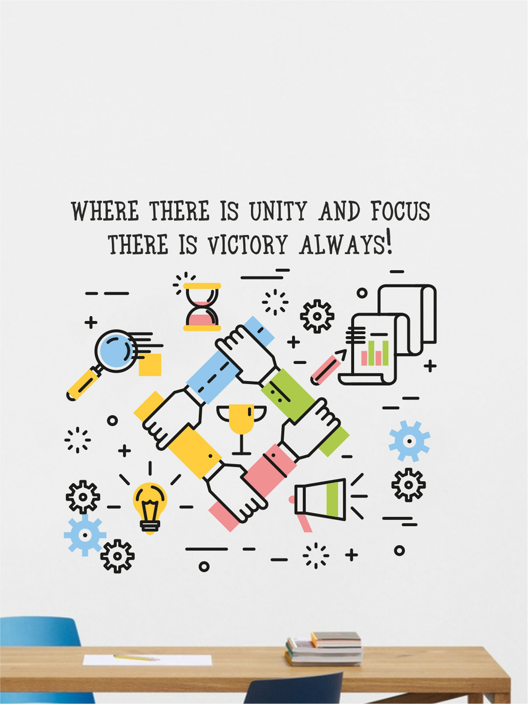 rawpockets Multicoloured Unity Focus Victory Wall Stickers