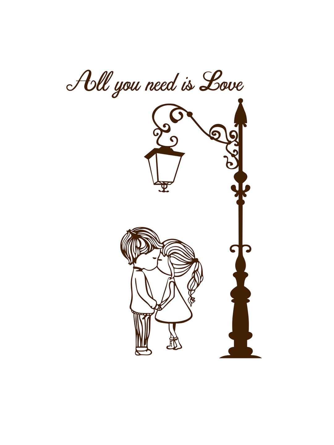 rawpockets Brown All You Need Is Love Printed Waterproof PVC Vinyl Wall Sticker