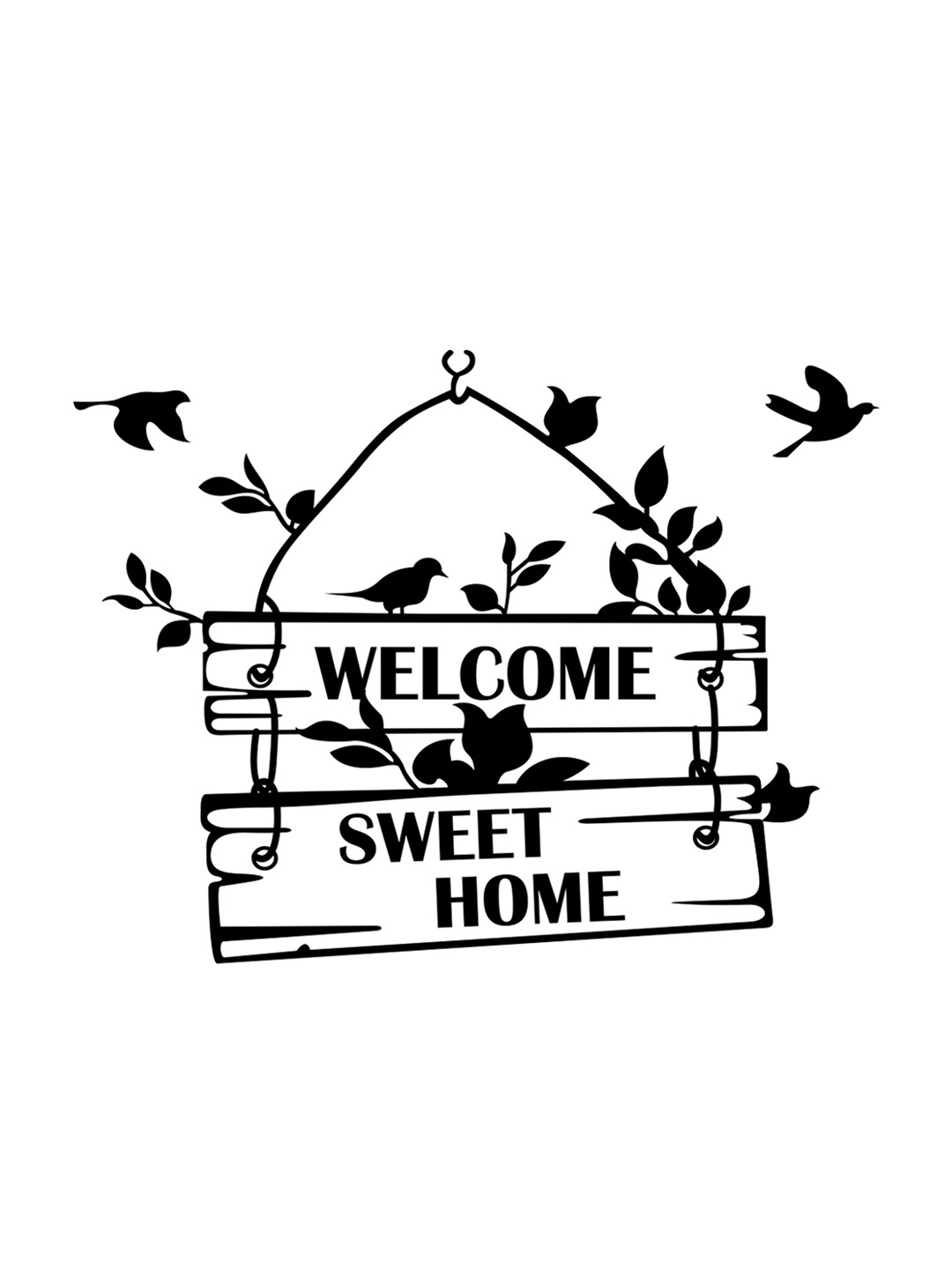rawpockets Black Welcome Sweet Home PVC Vinyl Wall Stickers