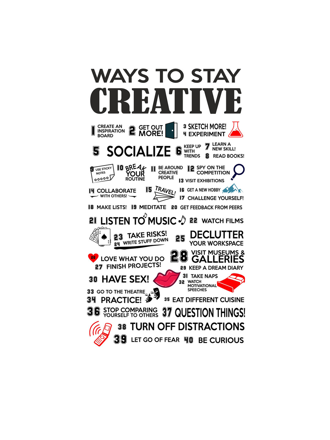 rawpockets Multicoloured Ways to Stay Creative Wall Stickers