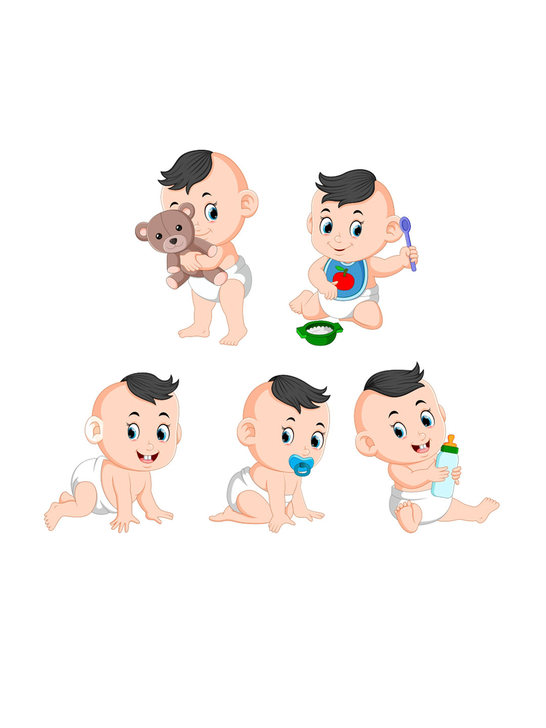 rawpockets Multicoloured Baby Toddler Activities Printed Waterproof PVC Vinyl Wall Sticker