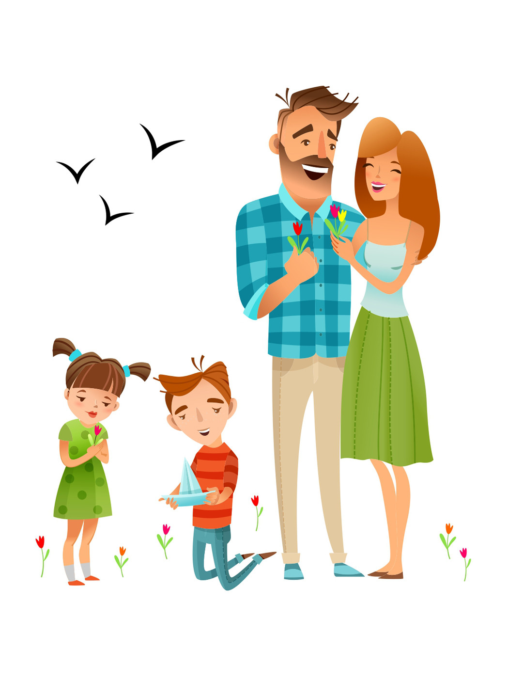 rawpockets Multicoloured Happy Family Printed Waterproof PVC Vinyl Wall Sticker