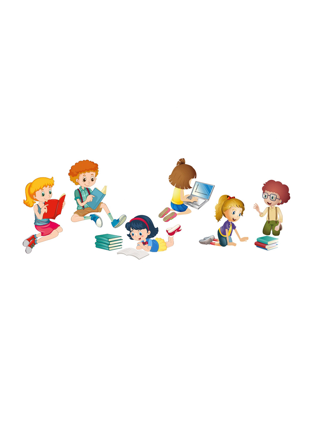 rawpockets Multicoloured Kids Reading Books Printed Waterproof PVC Vinyl Wall Sticker