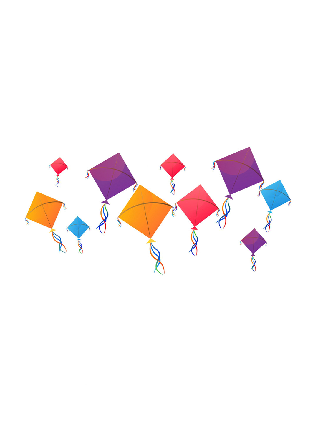 rawpockets Multicoloured Colourful Kites PVC Vinyl Wall Stickers