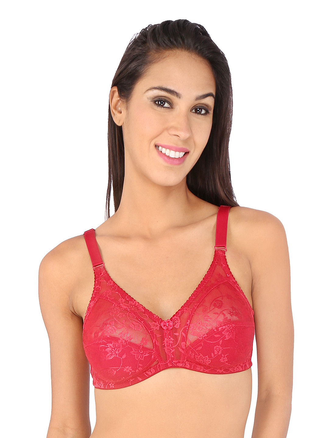 Bralux Maroon Full-Coverage Lace Bra