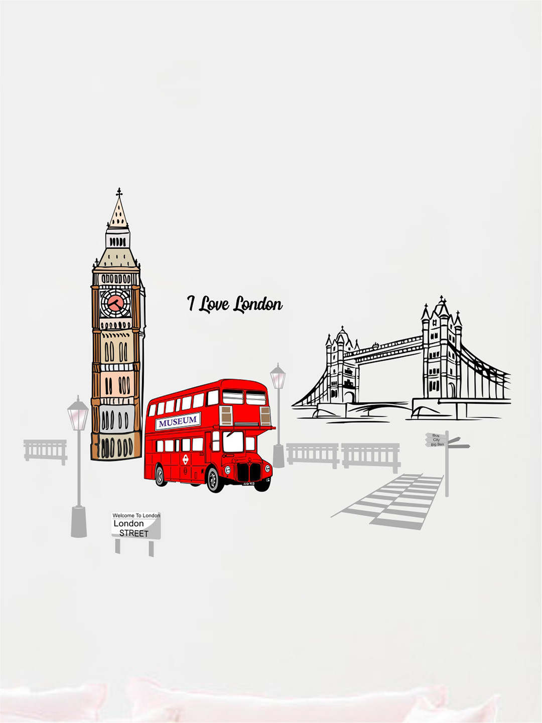 rawpockets MulticolouredI Love London PVC Vinyl Wall Stickers