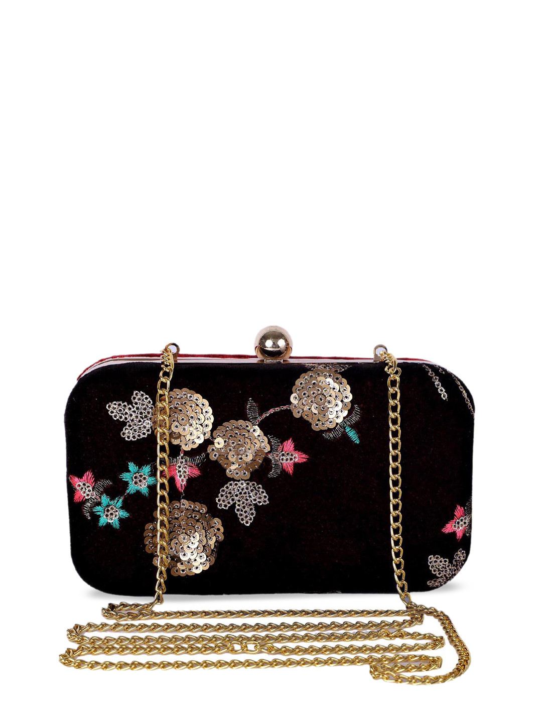 REZZY Maroon Embroidered Clutch