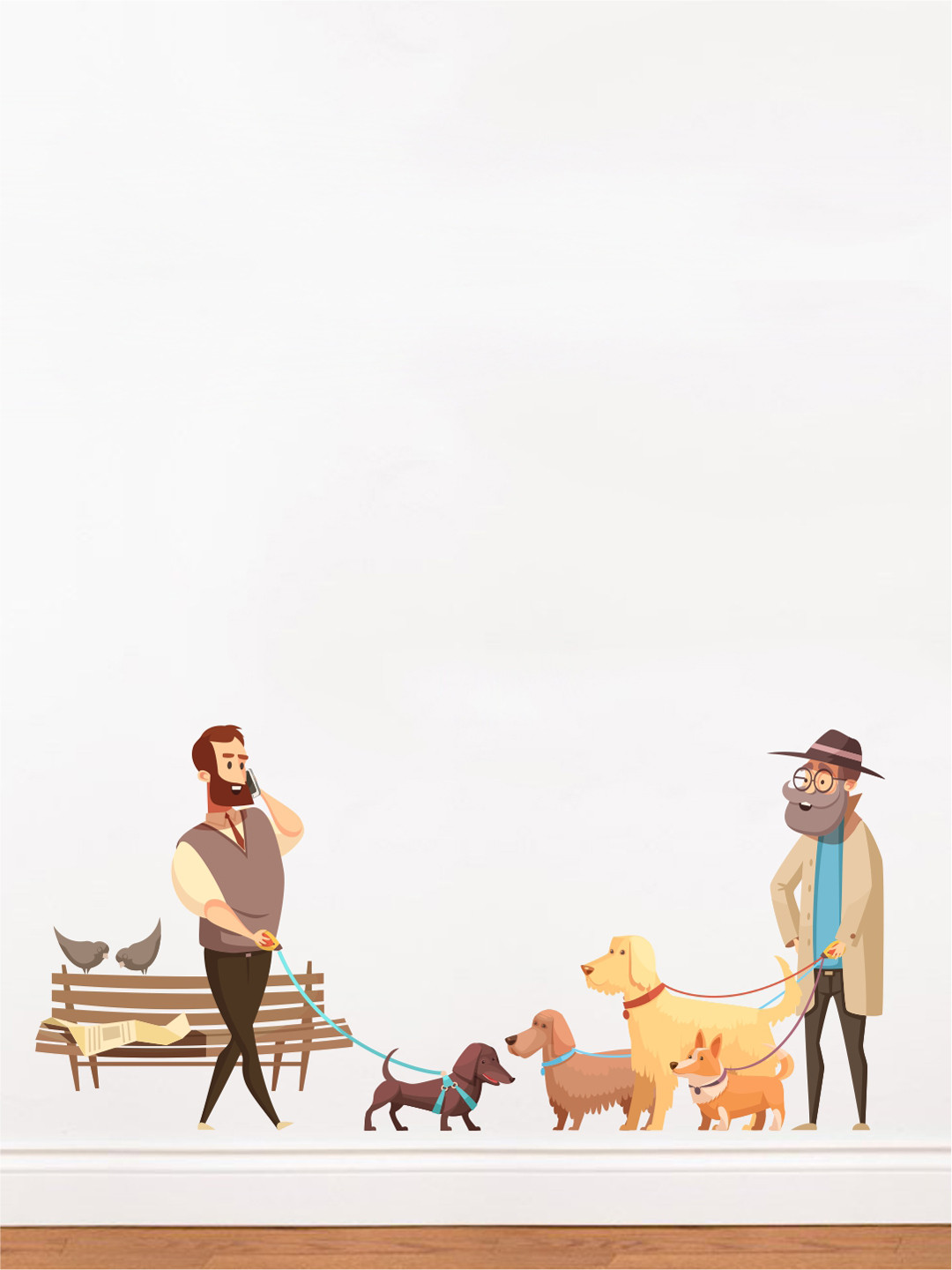 rawpockets Multicoloured Pet Walking Wall Stickers