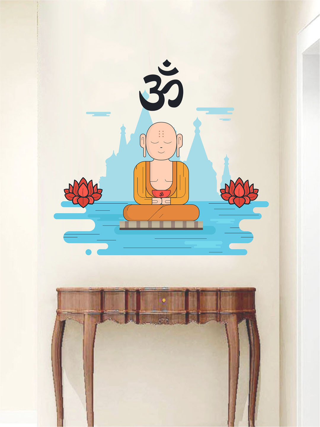 rawpockets Multicoloured Peaceful Buddha On River Wall Stickers