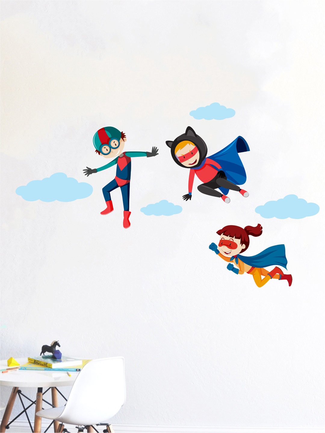 rawpockets Unisex Multicolored Flying Super Kids  Wall Stickers