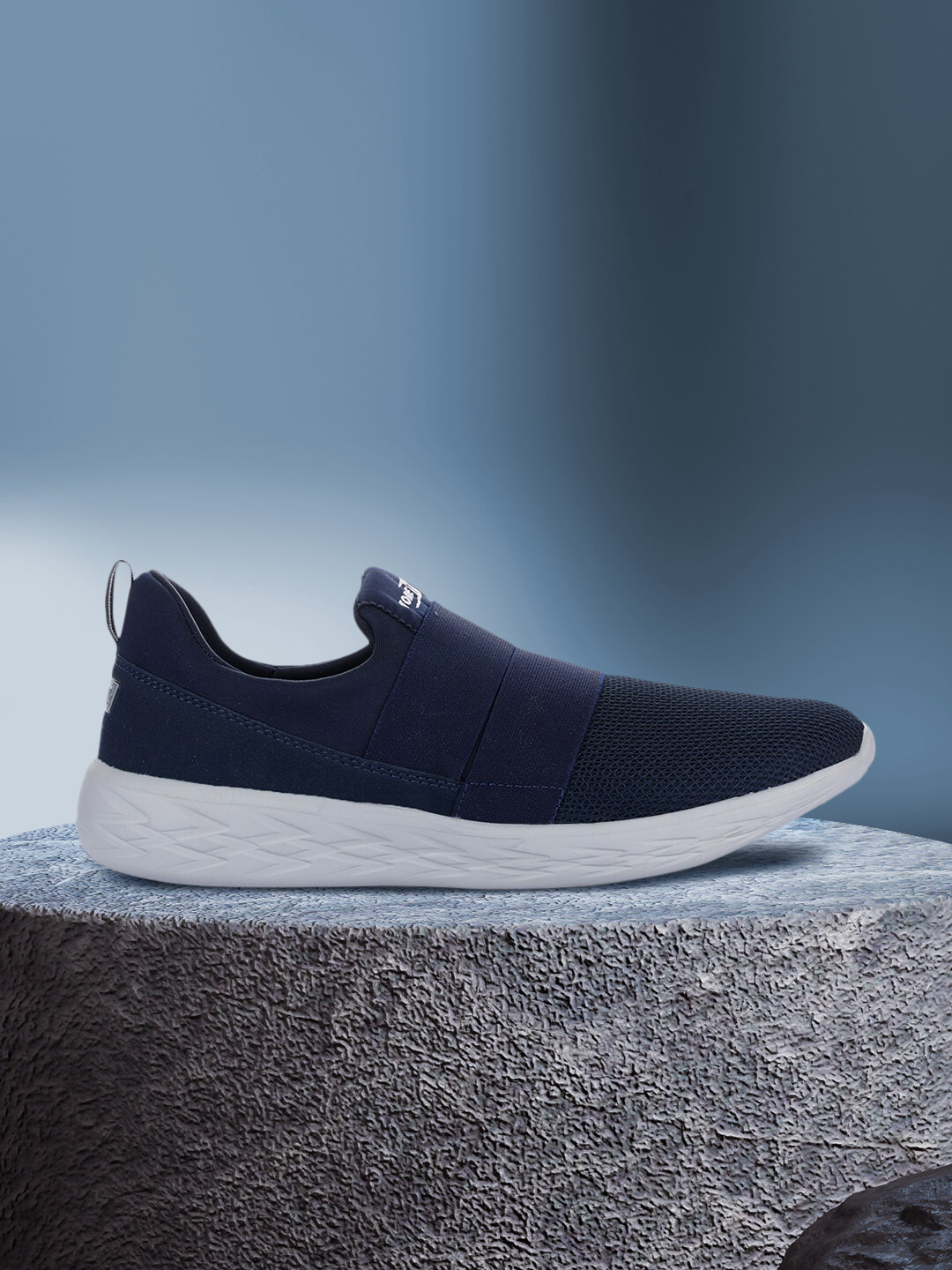 Liberty Men Navy Blue PU and Canvas Mid-Top Walking Shoes