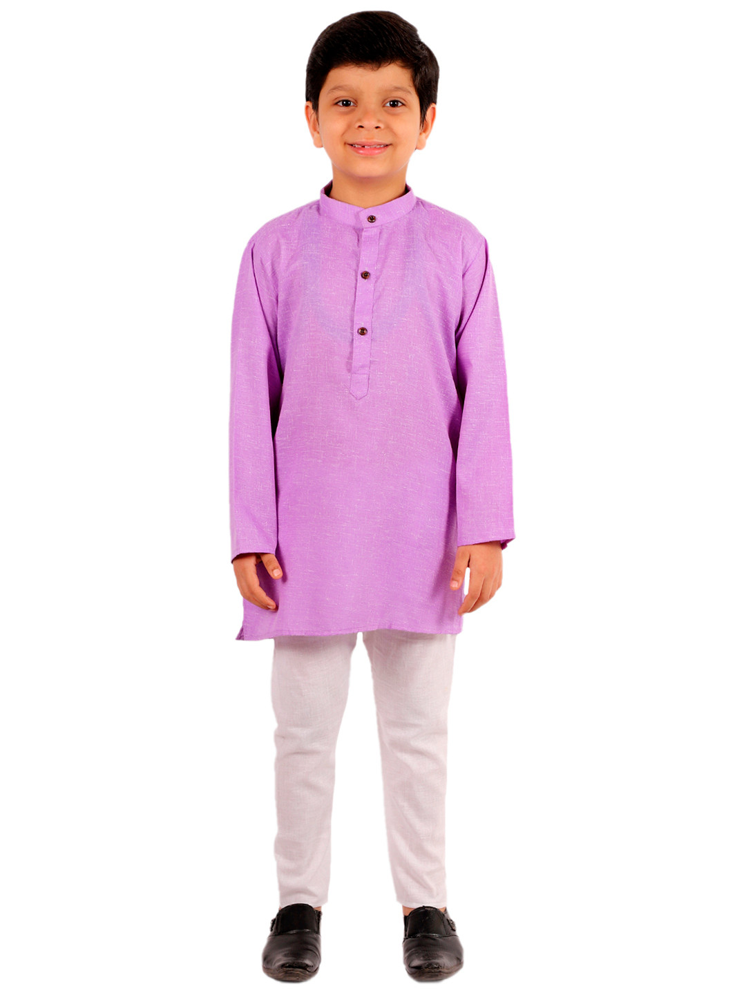 Superminis Boys Purple & Off-White Solid Kurta with Pyjamas