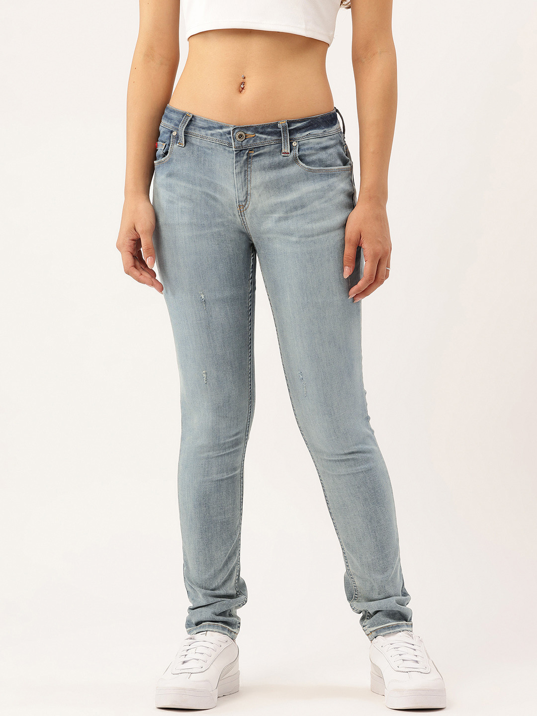 Lee Cooper Women Super Skinny Fit Mid-Rise Light Fade Stretchable Jeans