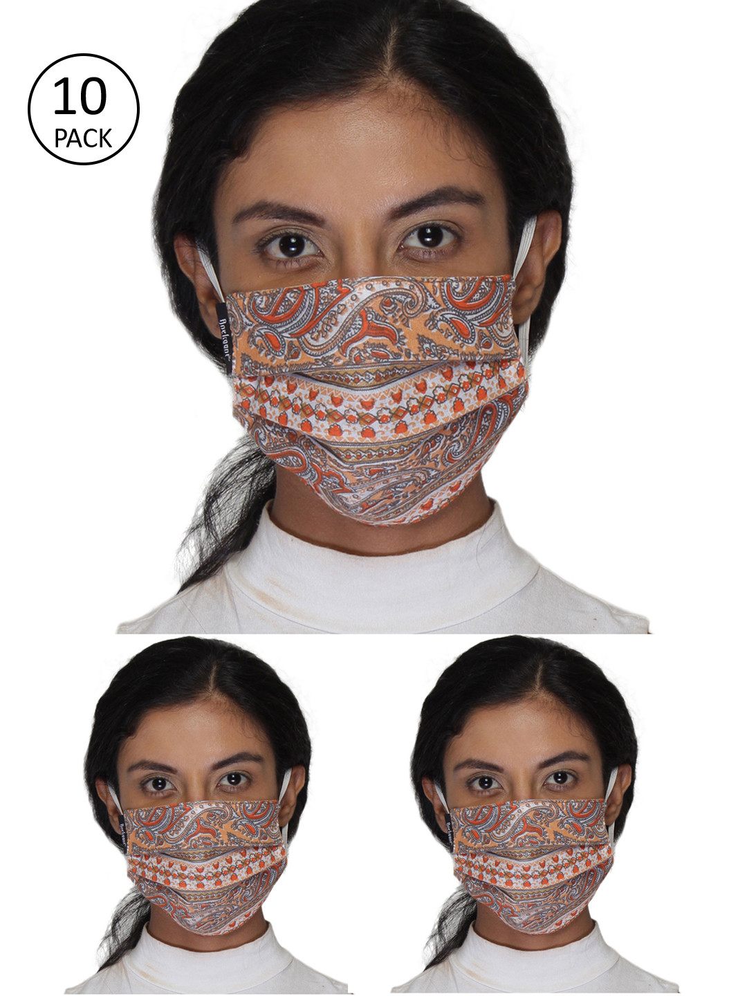 Anekaant Women 3 Pcs 3-Ply Reusable Cotton Printed Fabric Fashion Masks