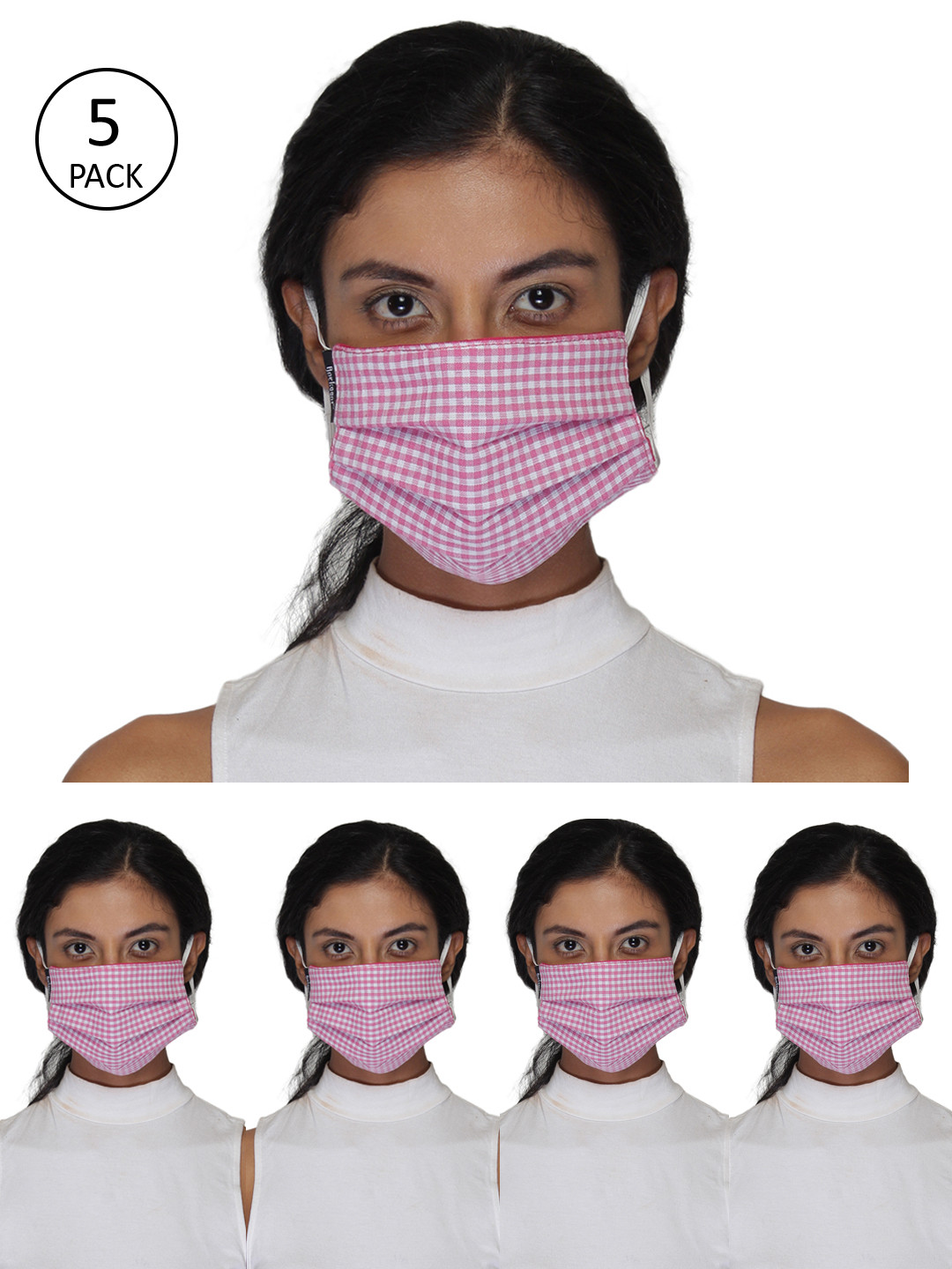 Anekaant Women Multicolored Pack Of 5 Reusable 3-Ply Fabric Fashion Mask
