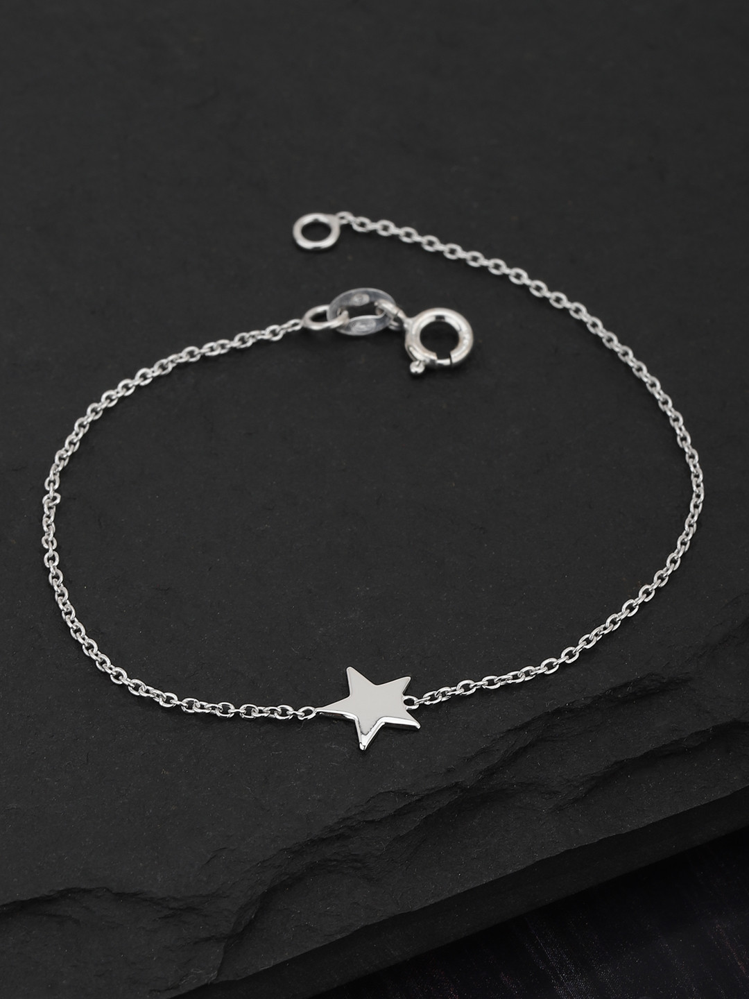 Carlton London 925 Sterling Silver- Rose Gold-Plated CZ-Stone-Studded Charm Bracelet