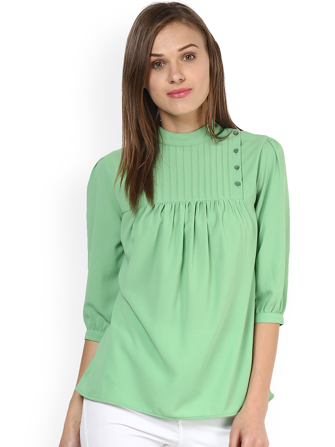 RARE Women Sea Green Solid Top