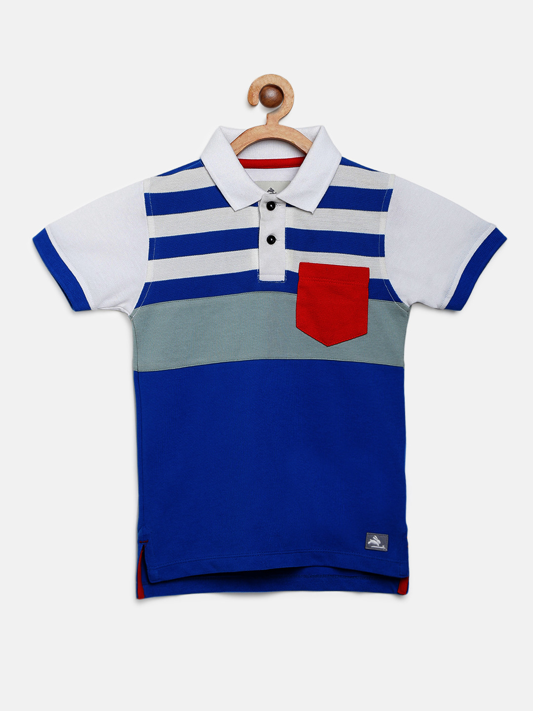 Cherry Crumble Kids Blue & White Striped Polo Collar T-shirt