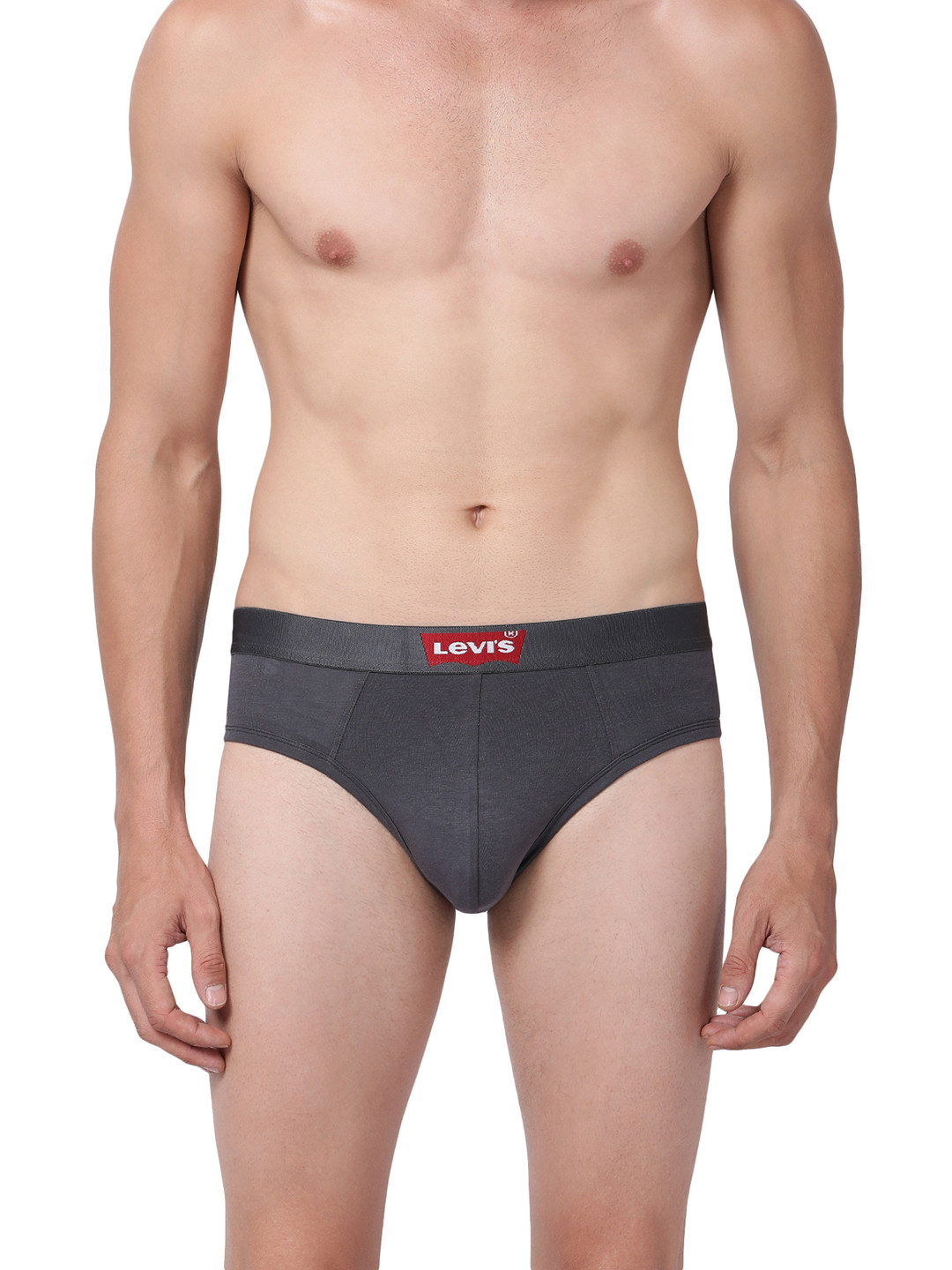 Levis Men Charcoal Grey Solid Brief #031-BRIEF-DK GREY -P1