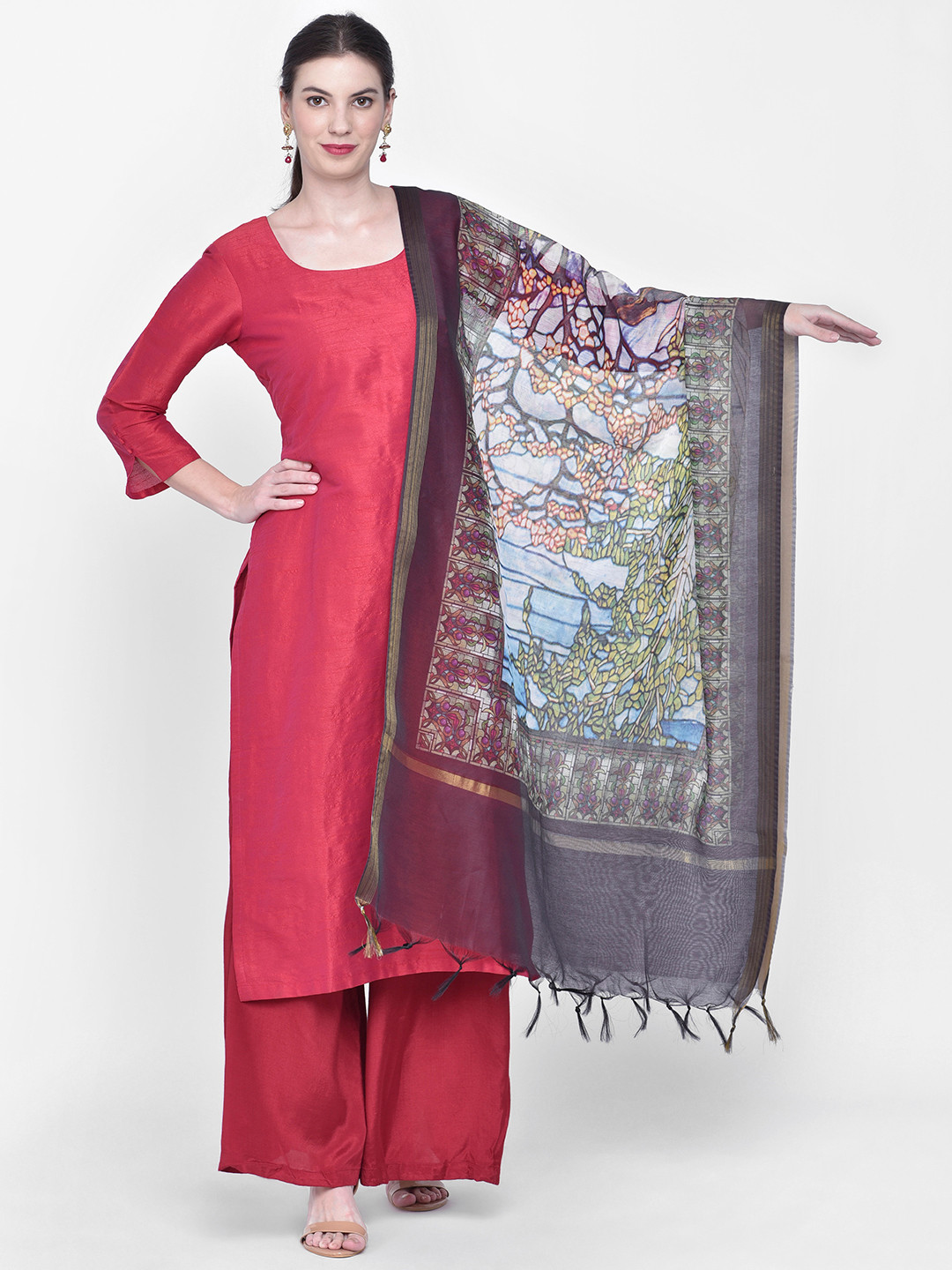 Dupatta Bazaar Black & Blue Digital Print Dupatta