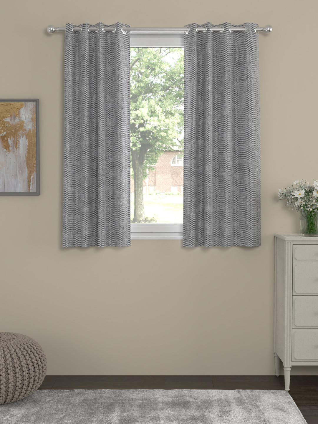 ROSARA HOME Grey Set of 2 Window Curtains