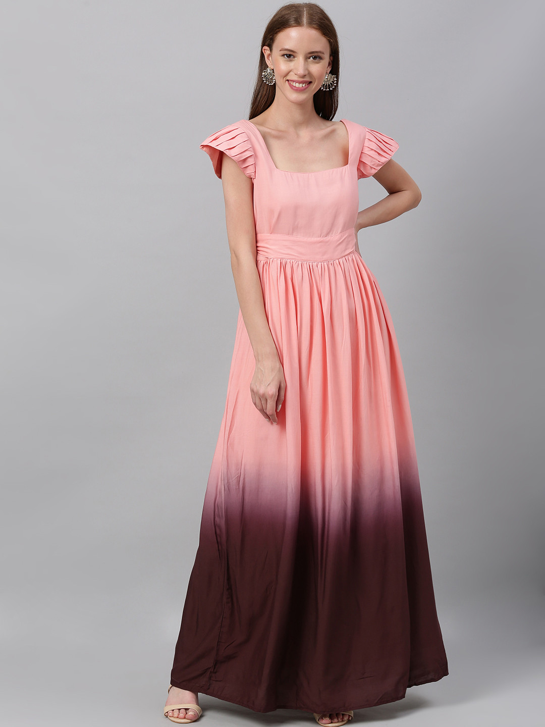 Ethnovog Women Pink  Maroon Colourblocked Made To Measure A-Line Kurta