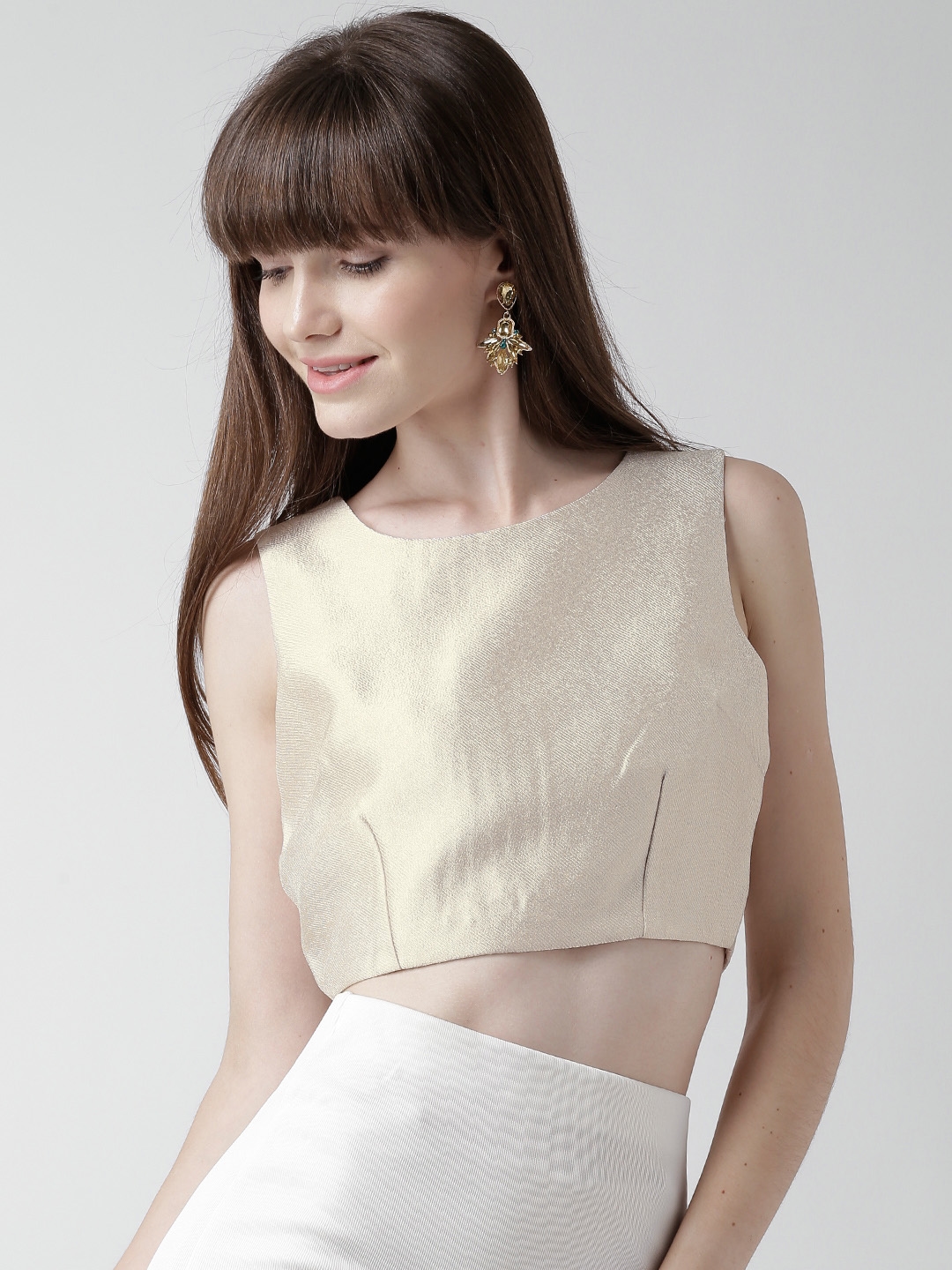 Buy FOREVER 21 Cream Coloured Crop Top With Sheen - Tops for Women ...