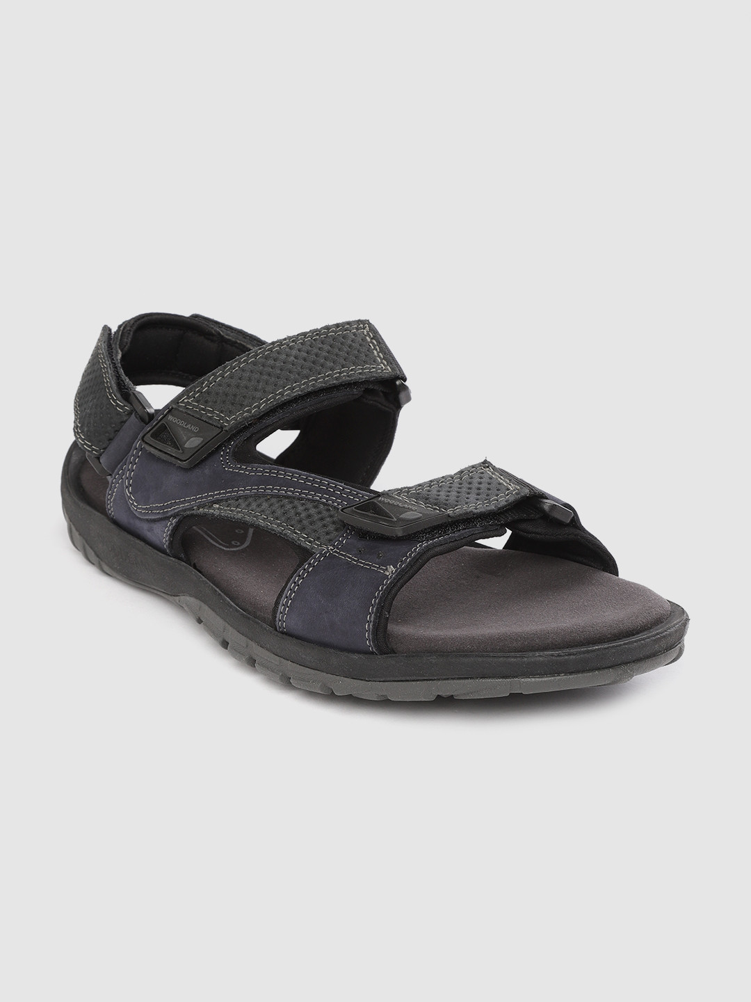 Woodland Men Navy Blue Perforated Nubuck Comfort Sandals