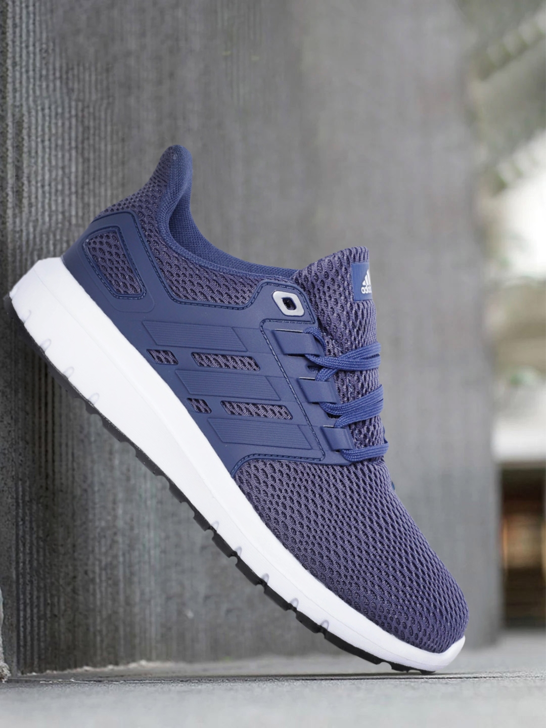 Adidas men navy blue running shoes on sale