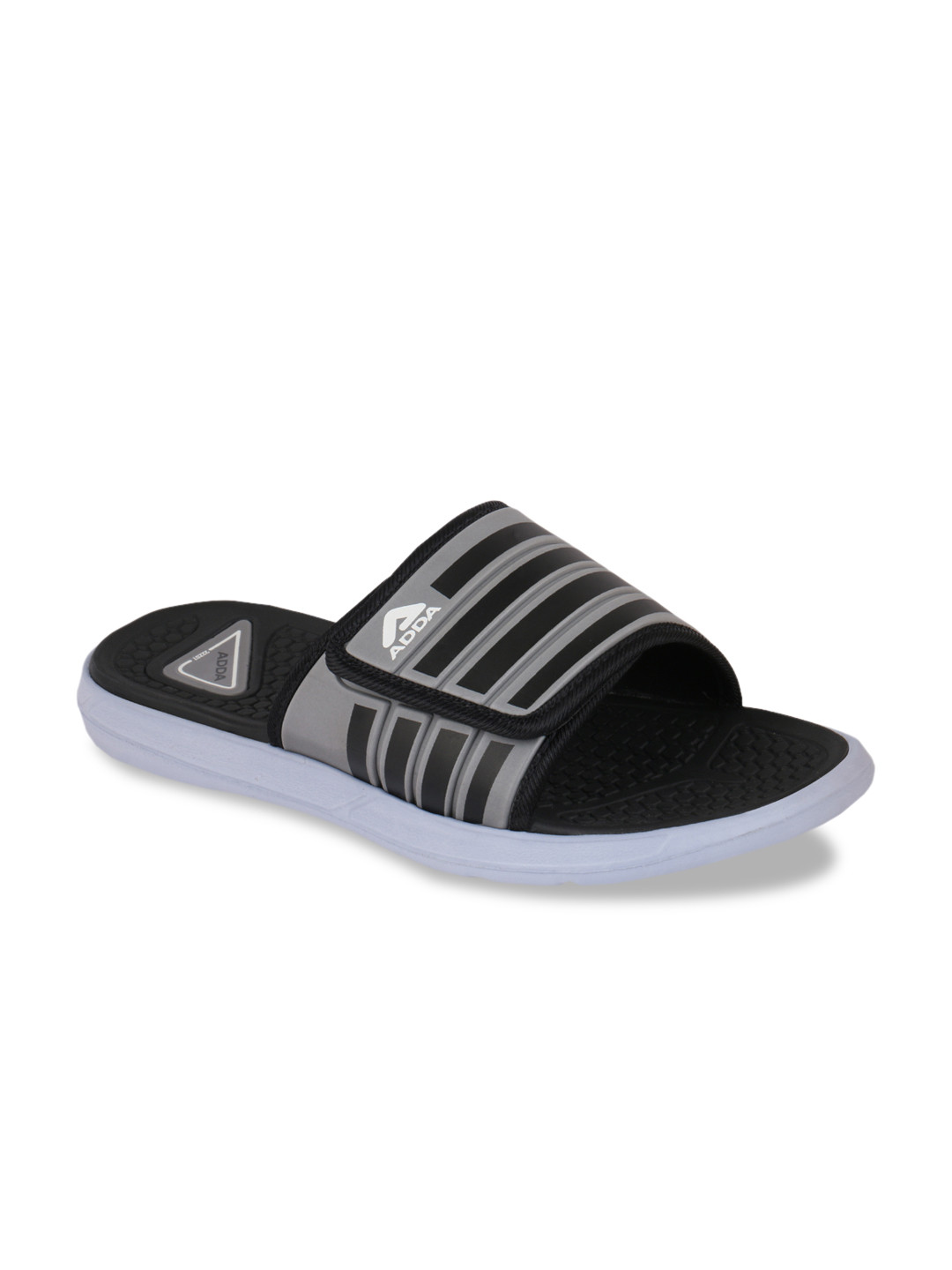 Adda Men Black & Grey Striped Sliders
