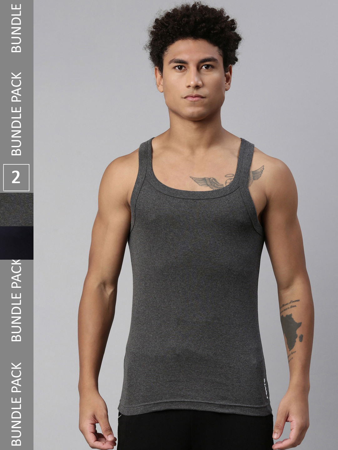 Levis Men Pack of 2 Solid Square Neck Sleeveless Pure Cotton Rib Easy Tuck Sports Vest