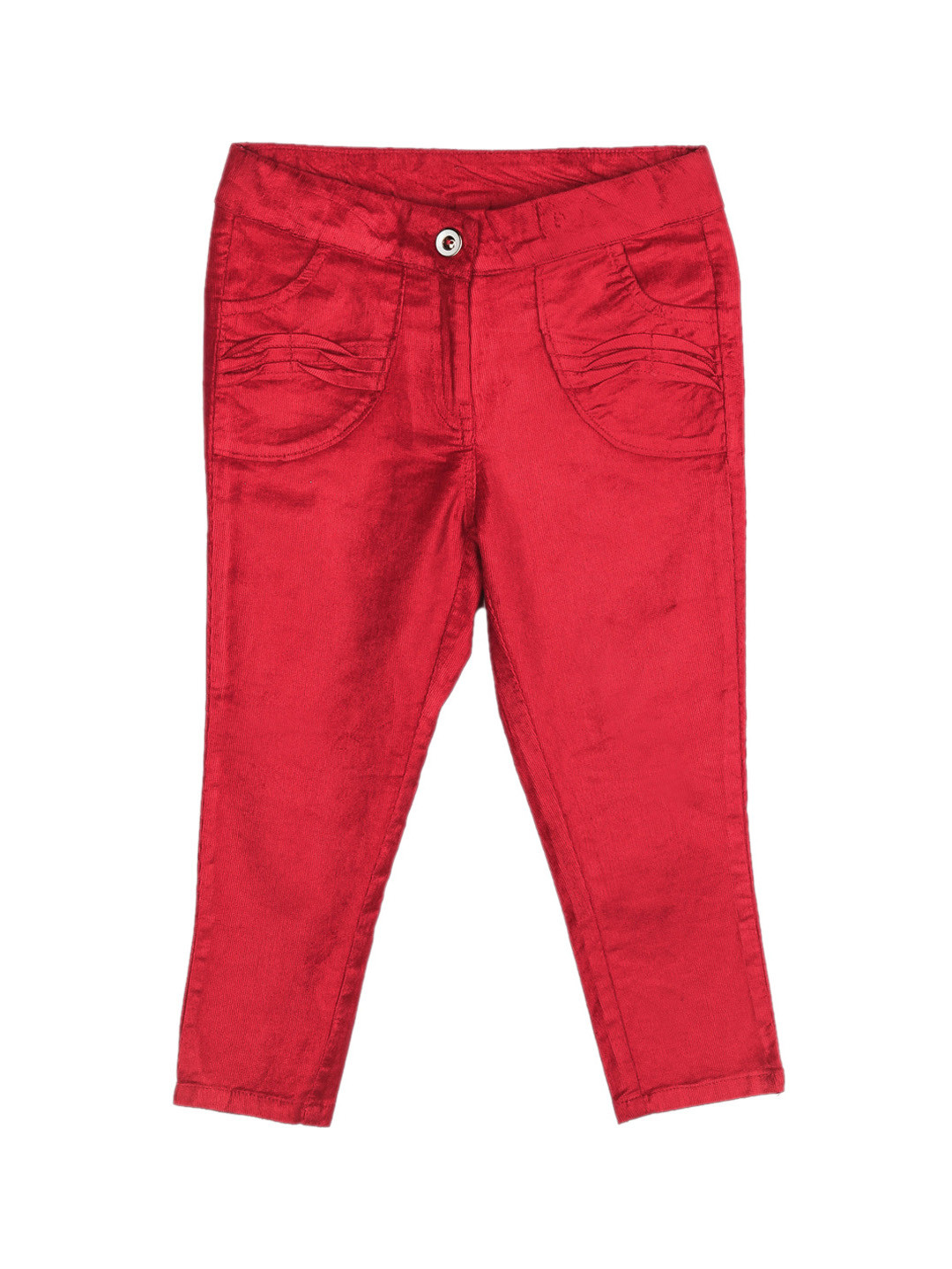 Peppermint Girls Red Solid Regular Trousers