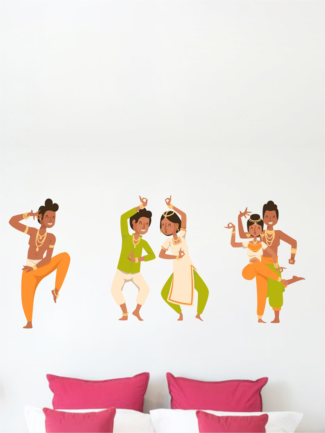 rawpockets Multicolour PVC Traditional Dancers Wall Sticker 55x120