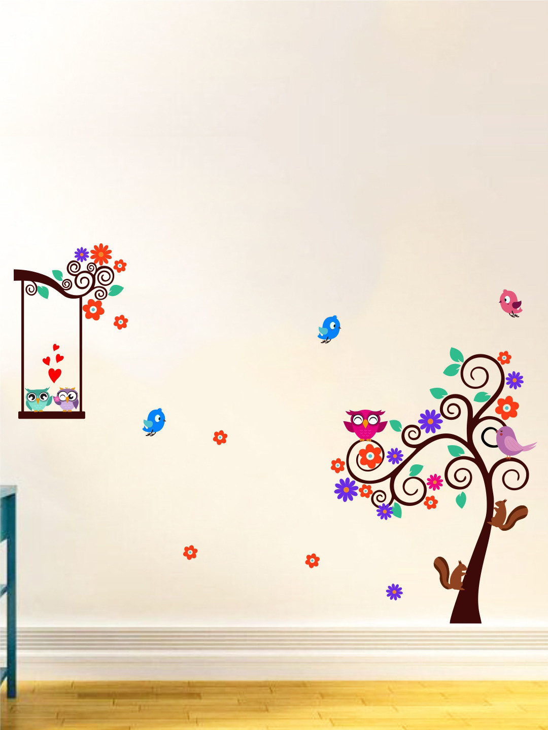 rawpockets Multicoloured Colourful Tree Art Wall Stickers