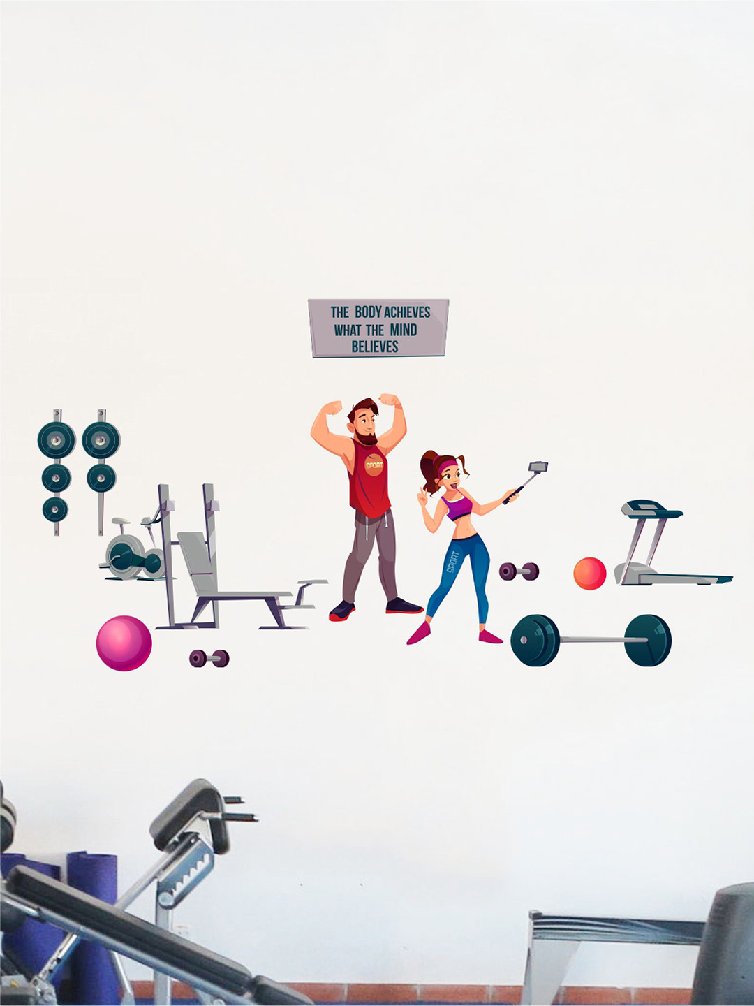 rawpockets Multicoloured Gym Quotes Wall Stickers