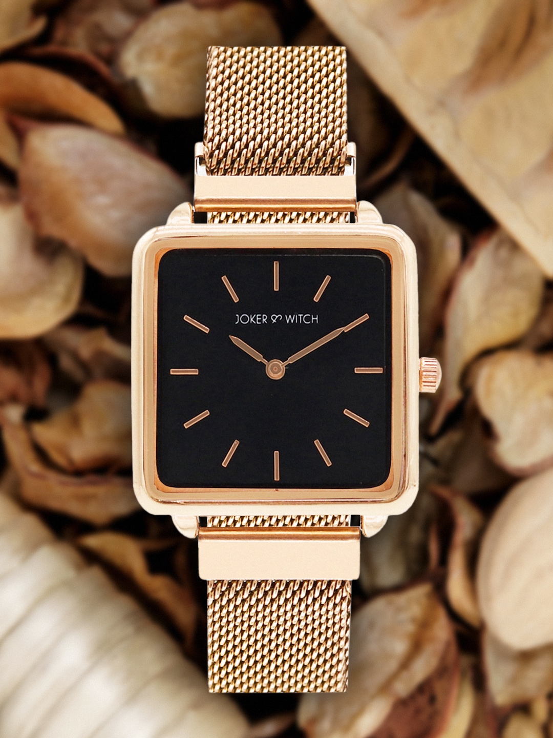 Buy JOKER WITCH Women Black Rose Gold Toned Analogue Watch