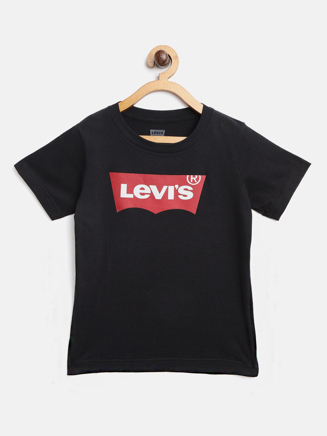 Levis Boys Black & Red Brand Logo Print Round Neck T-shirt