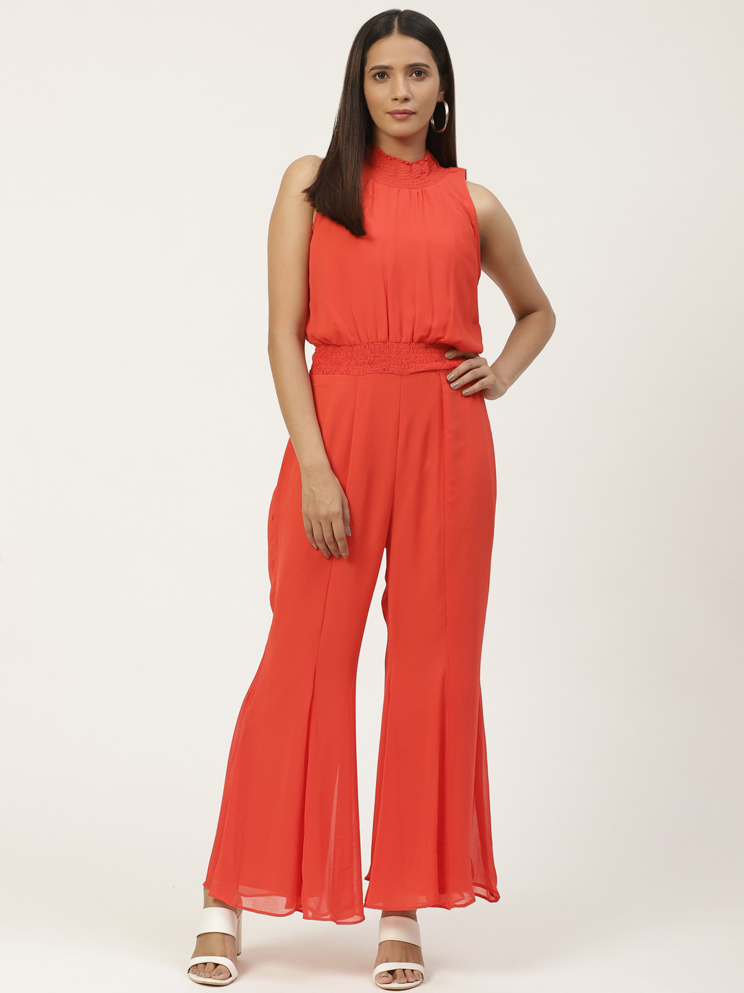 WoowZerz Women Orange Slim Fit Solid Basic Jumpsuit