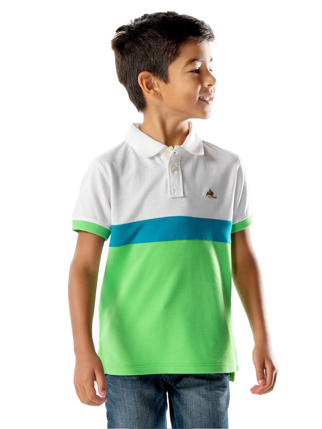 Cherry Crumble Boys Multicolor Colourblocked Greek Polo T-shirt
